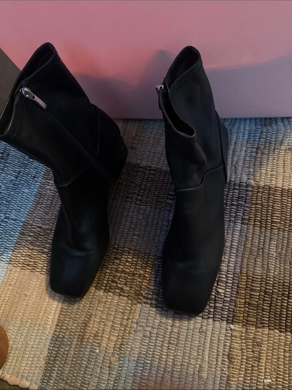Franco Sarto Black Square-Toe Ankle Boots